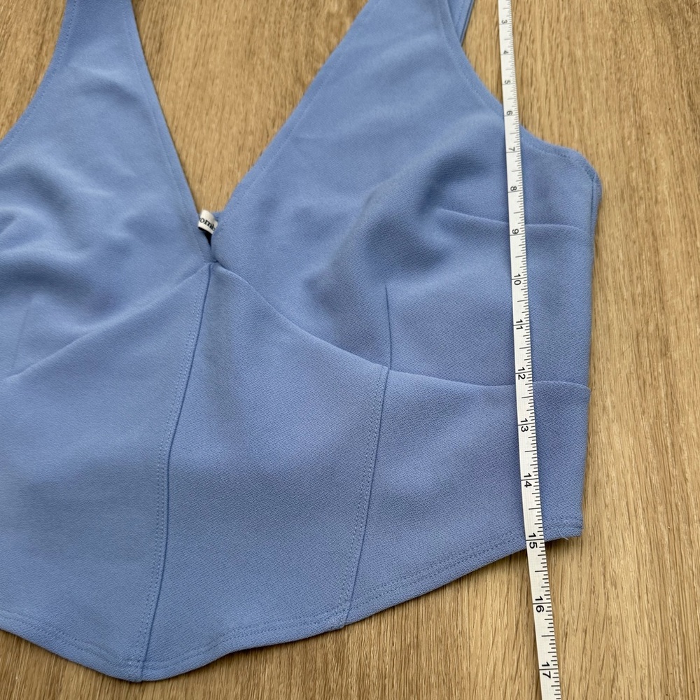 NWOT Abercrombie & Fitch Baby Blue Corset Plunge Neckline Crop Top Size L - Picture 5 of 8